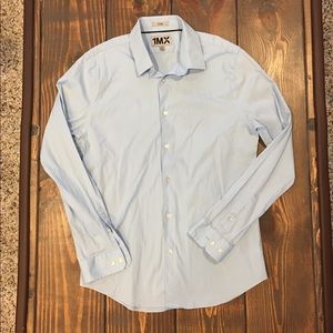 Express 1MX Fitted Light Blue Dress Shirt